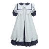 LTAKK Pioneer Dress Girls Colonial Costume Girl Prairie Pilgrim Dresses with Pinafore and Bonnet, Navy Blue, XL view 2