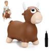 ZOOJOY Bouncy Bull Hopping Toys, Inflatable Brown Bouncy Horse Animal Hopper for Toddles, Outdoor Indoor Bouncing and Riding Toys for Boys Girls, Birthday Gifts for 18 Months 2 3 4 5 6 Yrs w/Pump view 1