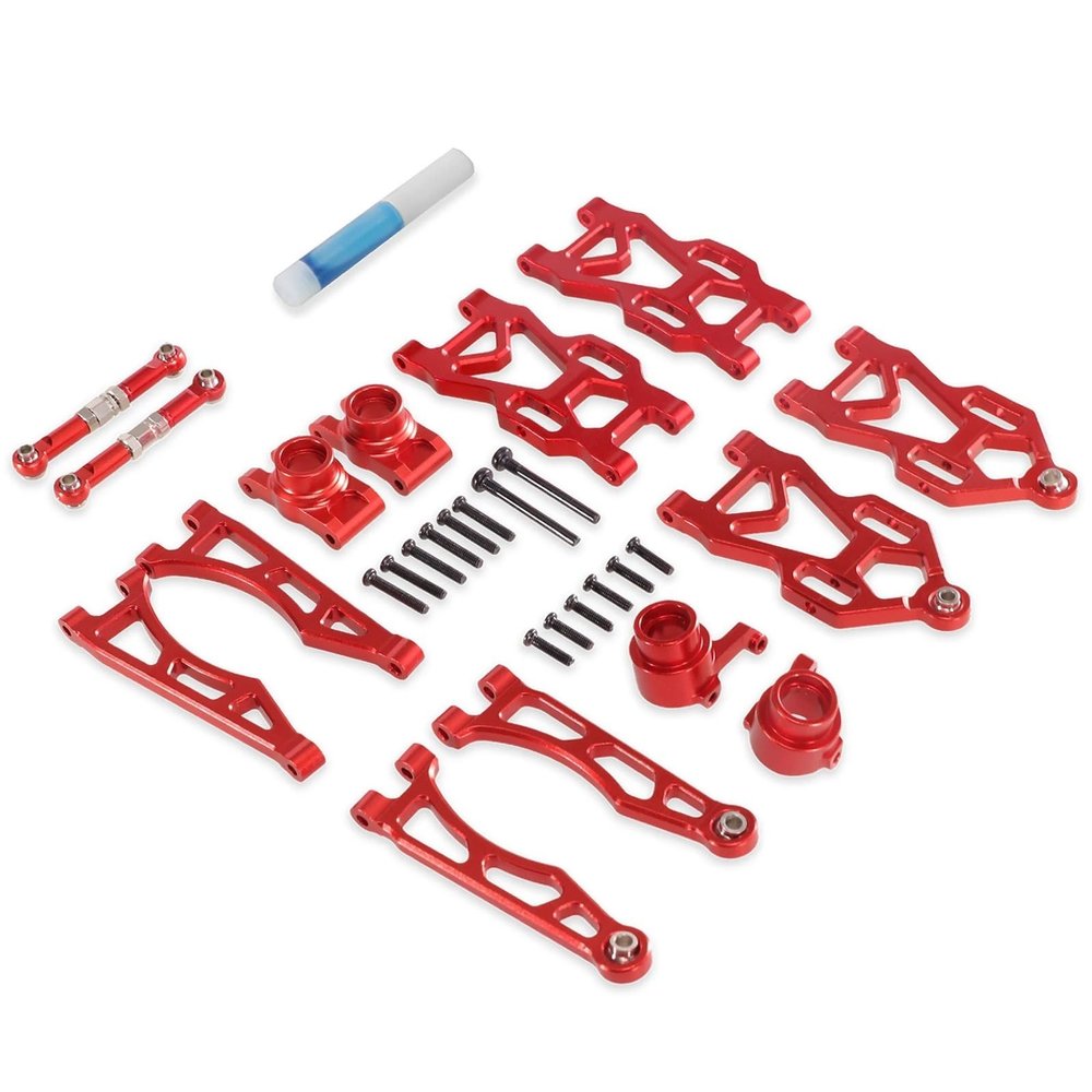 DAIKONRICH for SCY RC Car 16101 16102Pro 16103 Aluminum Alloy Suspension Arm Wheel Seat Steering Cup Set Upgrade Metal Parts Accessories(Red)