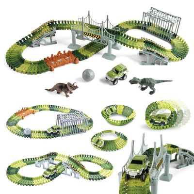 Kidoozie Dino Land Race Track Ages 3+ Dinosaurs Toy Flexible Road Race Playset