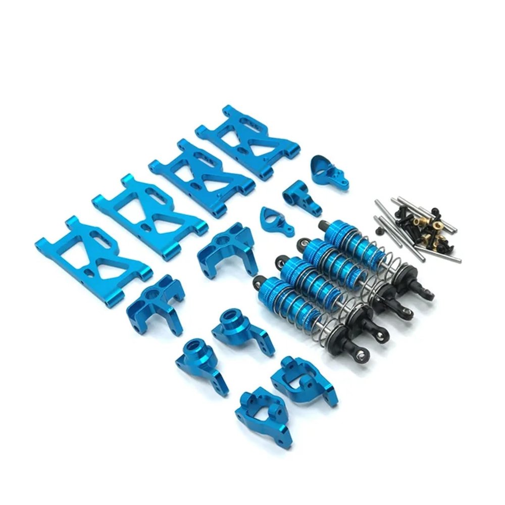 DAIKONRICH RC Car Metal Suspension Arms Upgrade Steering Block C Seat Shock Absorber for Wltoys 144010 144001 02 124017-16-18 124019(Blue)