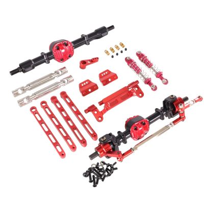 DAIKONRICH Used for MN Model 1/12 for MN82 LC79 MN78 RC Car Parts Metal Upgrade Front and Rear Assembly Kit(BlackandRed)