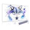 KUJKBFWJ for MTG Playmat in Storage Bag, Commander Board Game Play Mat Desk Pad, Hand-Painted Stitched Edges Aged Map 23.6x13.8 in,Ideal for TCGCCGRPG Game Playmat, Watercolour Wolf view 1
