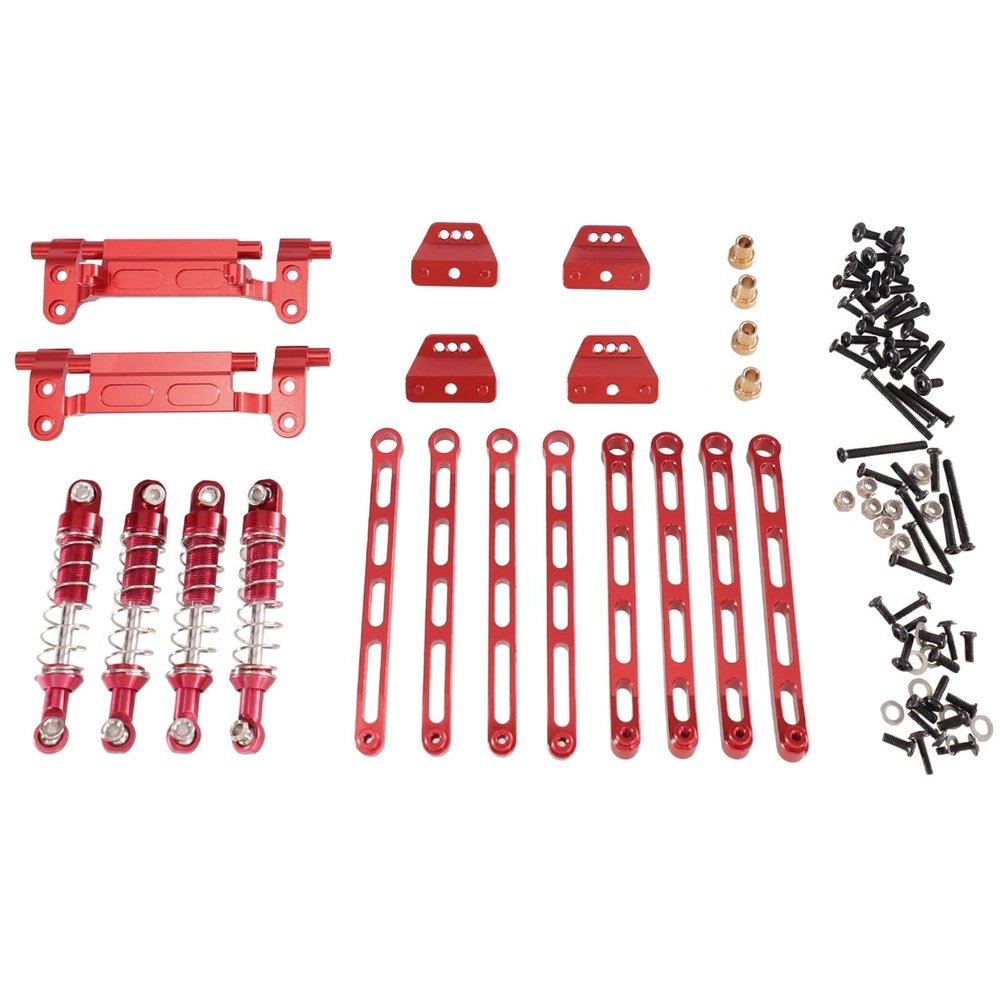 DAIKONRICH Suitable for MN Model 1/12 for MN168 MN78 RC Car Metal Upgrade External Spring Shock Absorber Fixed Rod Parts Accessories(Red)