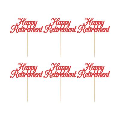 12pcs Happy Retirement Cake Topper Glitter Retirement Cake Decoration Picks for I'm Retired Retirement Theme Party Supplies (Red)