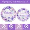 120 Pcs Butterfly Kisses Birthday Wishes Party Supplies Girl Purple Spring Butterfly Birthday Decoration Includes Paper Plates Napkins Cups Straws Forks for Butterfly 1st 2nd 3rd 4th Birthday Favors view 3