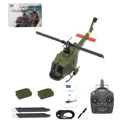 OBIOCKIDAY 1/34 F07 UH-1 RC Helicopter, 2.4G 6CH Brushless Direct-Drive Flybarless RC Military Helicopter, Remote Control Helicopter for Adults Outdoor RC Armed Helicopter Toy Gift -RTF