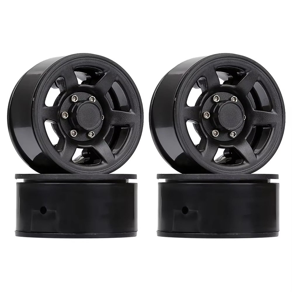 BOQEXSS for Axial 90069 for D90 for TF2 for Tamiya for CC01 for LC70 for MST for JIMNY 1/10 RC 4Pcs Plastic 1.55" Beadlock Wheel Rim Black RC Car Parts