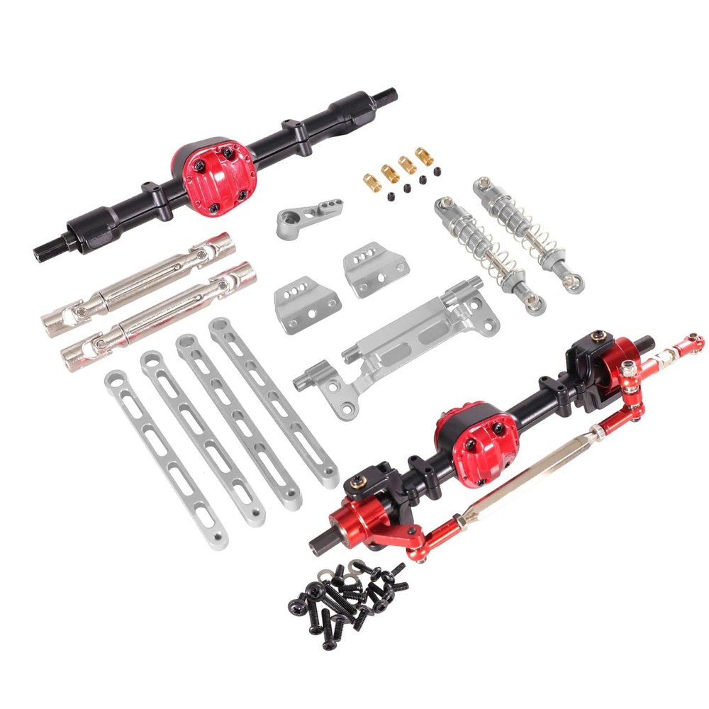 DAIKONRICH Used for MN Model 1/12 for MN82 LC79 MN78 RC Car Parts Metal Upgrade Front and Rear Assembly Kit(BlackandSilver)