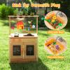 GLACER Fir Wood Mud Kitchen for Kids, Outdoor Kitchen Playset w/Chalkboards, Removable Sink, Acrylic Panel & Ample Accessories, Garden Mud Toy for Kids 3+ Years Old view 4