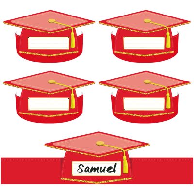 HEYINSHEN 24PCS Paper Graduation Hats for Kids Preschool Graduation Cap Hats Kindergarten Paper Crown Red Graduation Hat Graduation Cap Headband Graduation Hat with 24 Elastic String for Grad Party