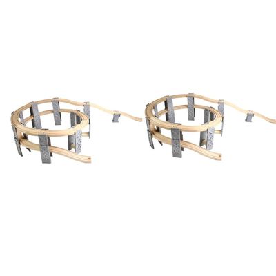 2pcs Wooden Trains Railway Set Compatible Accessories Spiral Track