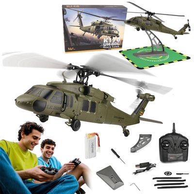 Aetheria WL K170 RC Helicopter with Altitude Hovering, 2.4G 4CH Remote Control Military Gyroscope Aircraft, UH-60L Brushless Motor 6G/3D Stunt Flybarless Plane for Adults - RTF