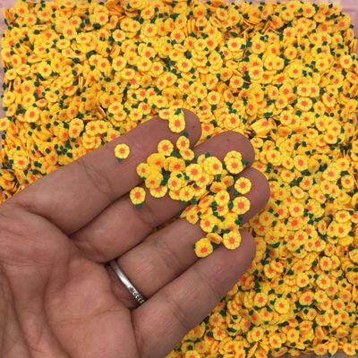 Yellow Daisy Flower Polymer Clay Sprinkles, Fimo Fake Sprinkle Mix, Resin Embellishments for Decoden and DIY Crafts (15 gram Bag)