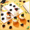 Chunful 48 Pieces Graduation Cap Cake Toppers Grad Cupcake Rings Congrats Grad Cap Cupcake Supplies for Graduation Theme Party Cake Decoration(Black) view 4