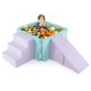Costzon Toddler Climbing Toys Indoor, 3-in-1 Kids Ball Pit with Suede Fabric Soft Play Set (Balls Not Included) for Inside Crawling Sliding Playing, Foam Climbing Blocks for Toddlers, Lavender & Green view 1