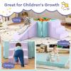 Costzon Toddler Climbing Toys Indoor, 3-in-1 Kids Ball Pit with Suede Fabric Soft Play Set (Balls Not Included) for Inside Crawling Sliding Playing, Foam Climbing Blocks for Toddlers, Lavender & Green view 2