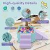 Costzon Toddler Climbing Toys Indoor, 3-in-1 Kids Ball Pit with Suede Fabric Soft Play Set (Balls Not Included) for Inside Crawling Sliding Playing, Foam Climbing Blocks for Toddlers, Lavender & Green view 4