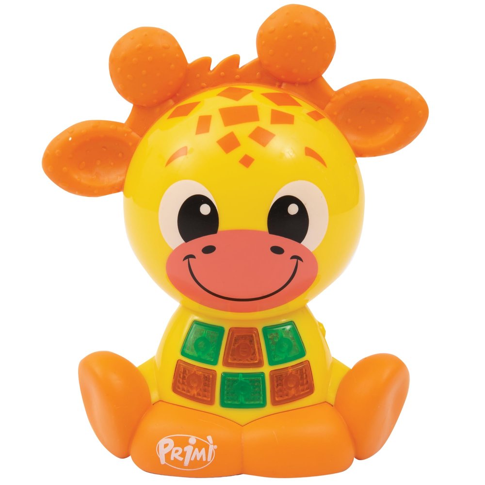 Prim - Musical Giraffe, Interactive Game in Italian with Lights, +20 Sounds and Educational Songs, Tactile Ears and Adjustable Volume