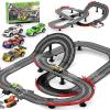 2 in 1 Slot Car Race Track Sets with 4 Slot Cars, 1:43 Electric Car Track for Boys, Dual Racing Game Lap Counter Circular Slope Track Sets, Birthday Gifts Toys for Boys Kids Ages 6 7 8 9 10 11 12 view 1