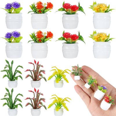 14 Pcs Miniature Dollhouse Plants Accessories for Doll House Tiny Fake Greenery Bonsai Ornament Crafts, Mini Artificial Plants, Dollhouse Plant for Doll House Decoration and DIY