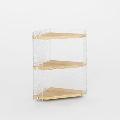Open Floor Display Stand, Multi-Level Vertical Display Case Anime Figure Display Case, Simple Acrylic Corner Storage for Collectibles, Living Room Bookcase(Natural,Small)