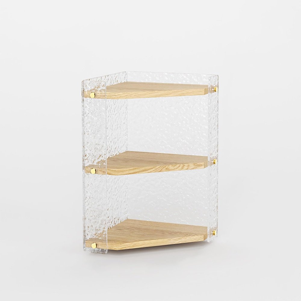 Open Floor Display Stand, Multi-Level Vertical Display Case Anime Figure Display Case, Simple Acrylic Corner Storage for Collectibles, Living Room Bookcase(Natural,Small)