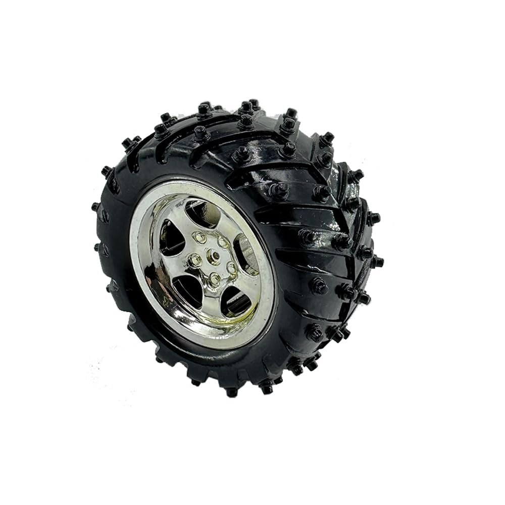4PCS Toy Car Wheel Plastic Model Toy Tire Wheel with Metal Shaft Round Rod Axles for RC Car Truck Robot DIY Model Toy Parts (3x55mm)