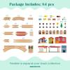 KOTEK Train Table, 84-Piece Wooden Toy Activity Playset with Storage, Tracks, Vehicles, Bridge, Tunnel, Buildings, Train Set Table for Toddlers, Gift for Boys Girls view 2