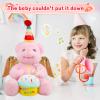 Humor Ted Animated Birthday Gifts for Kids Singing Happy Birthday Teddy Bear Plush Toys Singing Stuffed Animal Dancing and Moving Wings with Cupcake Song Musical for Adults Boys Girls,14"(Pink) view 4