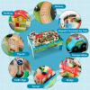 KOTEK Train Table, 80-Piece Wooden Toy Activity Playset w/Reversible Top, Tracks, Vehicles, Bridge, Tunnel, Buildings, City Themed Train Set Table for Toddlers, Gift for Boys Girls view 3