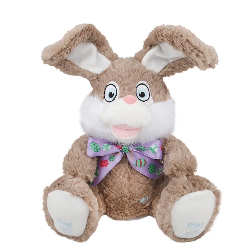 Humor Ted Peek a Boo Easter Bunny Repeat What You Say Singing with Floppy Ears Talking Plush Baby Toys Easter Rabbit Gifts Musical Toy Bunny Stuffed Animals for Toddler Baby Kids 12(Beige)