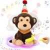 Funny Dancing Singing Monkey Stuffed Animal Musical Stuffed Animal Singing Day-o Song Monkey Plush Toy/Repeat what you say/Singing and Head Movement/Happy Birthday Gifts for Boy Girl Kids 12" (Brown) view 2
