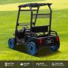 24V 2 Seater Kids Ride on Car, 4WD Golf Cart with Parent Remote Control, 4x4 Motors Ride on Truck with Roof, Toddler Electric Vehicle with Storage Box, Foot Pedal, Music Player, Lights, Horn, Black view 2