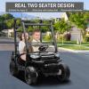 24V 2 Seater Kids Ride on Car, 4WD Golf Cart with Parent Remote Control, 4x4 Motors Ride on Truck with Roof, Toddler Electric Vehicle with Storage Box, Foot Pedal, Music Player, Lights, Horn, Black view 4