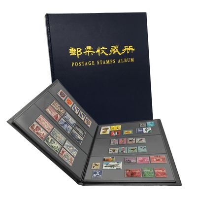 PCCB MINGT 1/2/3/5 Rows Type 10's Black Inner Sheets With Double-Sided Pocket Postage Stamp Collection Album (3 Rows, Blue)