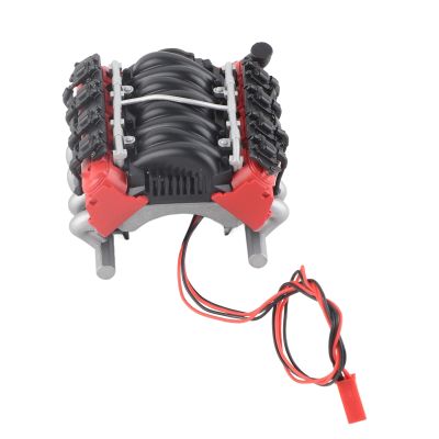V8 Motor Fan with Temperature Sensor, 1/10 Scale V8 RC Simulation Engine Cover Cooler with Universal Motor Fan (Red)