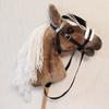Set Hobby Horse A3 with Black and Red Bridles - Brown Hobbyhorse on Stick with Tacks view 2