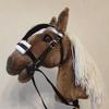 Set Hobby Horse A3 with Black and Red Bridles - Brown Hobbyhorse on Stick with Tacks view 4