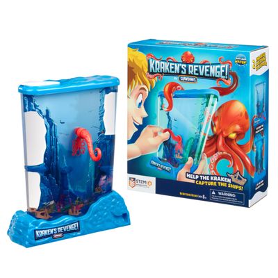 CLAWSOME! Krakens Revenge Handheld Water Game - STEM Authenticated Magnetic Tentacle Tank Game with Dual-Sided Play, 6 Shipwrecks, and Kraken Controller - Ages 6+