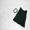 18 inch Doll Outfit-School Plaid Jumper include Blouse and Hair Accessory/Add on Option: Sock and Shoe (Doll is not included) (Zip Front Jumper,White Sock,Matte Black Shoe, Forest Green) view 3