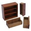 1:12 Scale Doll House Cupboard Miniature Wood Cabinet Chestnut Four Combination Cabinet for Doll House Accessory view 4