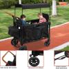 Lemoeyes Stroller Wagon for 2 Kids, Wagon Cart with 2 High Seat & 4 Wheels, Foldable Wagon Stroller with 5-Point Harnesses for Garden Beach Camping Sports, Utility Cart with Side Pockets view 3