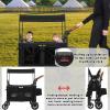 Lemoeyes Stroller Wagon for 2 Kids, Wagon Cart with 2 High Seat & 4 Wheels, Foldable Wagon Stroller with 5-Point Harnesses for Garden Beach Camping Sports, Utility Cart with Side Pockets view 4
