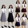 1/6 Scale Female Clothes, Student JK Uniform School Girl Pleated Skirt Clothing for 12-inches Action Figure, 1/6 Girl Doll JK Uniform Costume Outfit Accessory (Coffee, Short Skirt) view 1