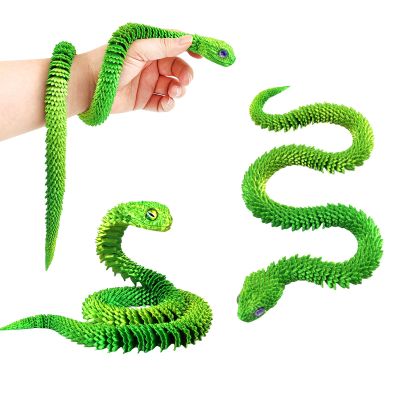 3D Printed Animals Snake, 24 Inch Surprise Mystery Fidget Anaconda Toy, Fake Python Statue with Realistic Eyes3-D Print Articulated Viper Collectible for Home Office (LSHL)