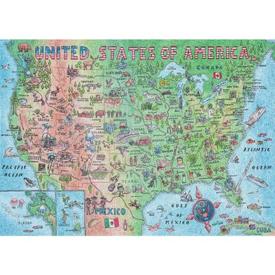 1000pcs USA Map Puzzle 1000 Piece for Adults, United States of America, Patriotic Jigsaw Puzzle & Bonus Fact Poster, Premium Materials