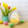 Amosfun 2pc Large Fillable Easter Eggs with Handle Yellow Plastic Egg for Diy Treats Party Favors Easter Hunts for Family Gatherings School Events and Activities view 4