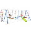 6 in-1 Kids Swing Set for Backyard & Playgrounds - Climbing Ladder, Saucer Swing/Disc Swing/Slide/Swing Rings, Multi-Activity Outdoor Playset for Kids Age 3-8 view 1