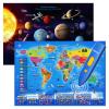 Qiaojoy Bilingual Interactive World Map for Kids Learning and Educational Toys, Talking Electronic Kids World Map i-Poster Geography Games Ages 3 to 12 Years Old, Custom Talking Birthday Gifts Card view 1